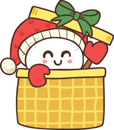 Christmas gnome with snowman cartoon hand drawnのイラスト素材