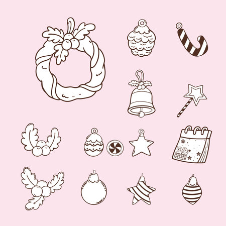 Christmas ornament cartoon doodle hand drawnのイラスト素材