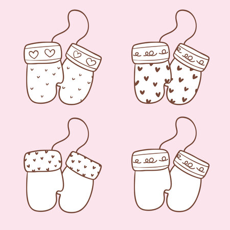 Christmas glove cartoon doodle hand drawnのイラスト素材