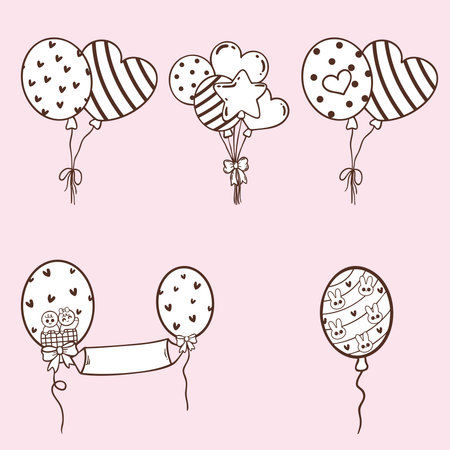 balloon cartoon doodle hand drawnのイラスト素材