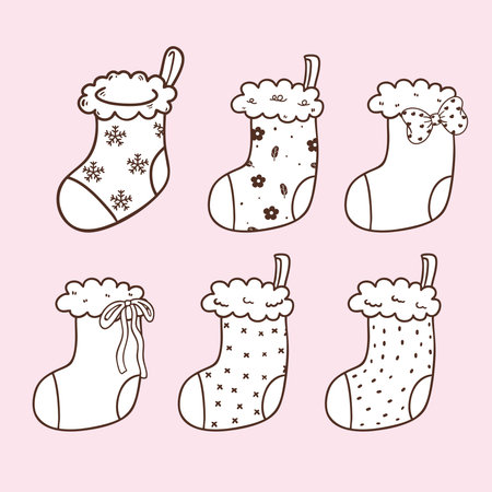 Christmas stocking sock cartoon hand drawnのイラスト素材