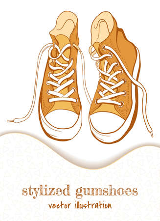 sneakers shoes in comic style in yellow colorsのイラスト素材