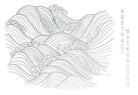 vector white and silver abstract illustration with stylized waves in japanese styleのイラスト素材