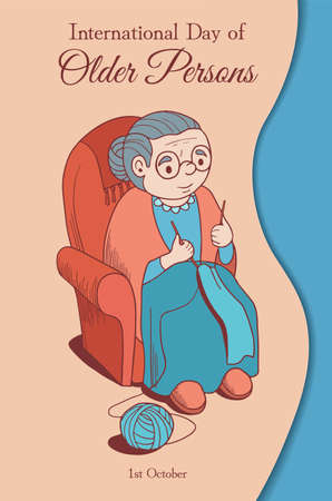 illustration with grandmother for day for older personsのイラスト素材