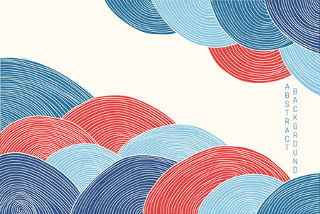 abstract japanese landscape on light background with bright colorsのイラスト素材