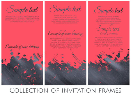 Vector set of vertical banners with watercolor splashes on pink background.のイラスト素材