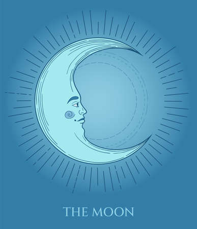 illustration blue colored moon with face colors and tapeのイラスト素材