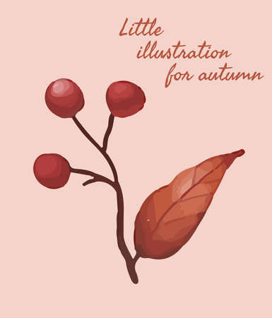 illustration with autumn berries with rough hand-drawn textureのイラスト素材