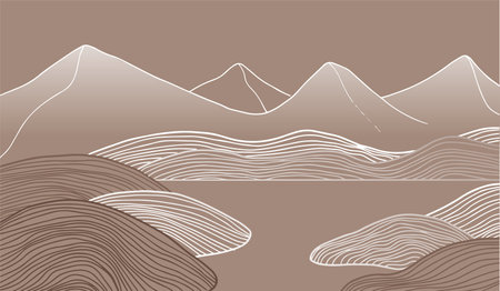 abstract japanese landscape on light background with gradientのイラスト素材