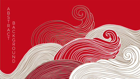 abstract japanese landscape on contrast background with gradientのイラスト素材