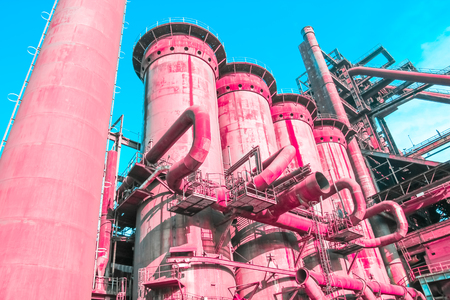 High living coral pink industrial factories,  concept of a surreal futuristic future and artの写真素材