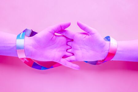 LGBT love and friendship concept, surreal creative purple colorの写真素材