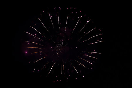 Colorful fireworks in the black sky background, on Independence Dayの写真素材