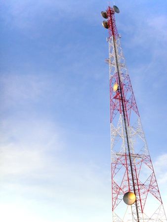 Telecommunication mast with sky backgroundの写真素材