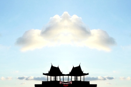 pavilion thai style on sky backgroundの写真素材