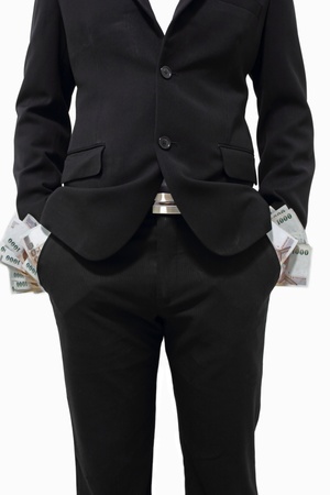 banknote in pocket black pants