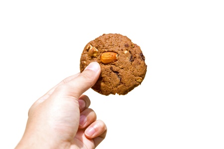 homemade chocolate chip almond in finger