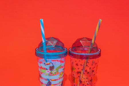 The Animal-themed Kids Drinking Glass Set with Straw is the perfect companion for your little ones' hydration needs.の写真素材