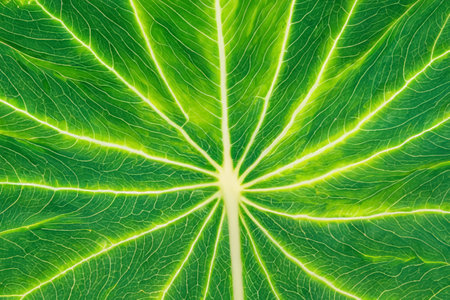Close up of a green leaf on a blurred background. Macro.