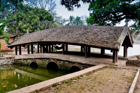 Ancient Pagoda Bridge  Nhat Thien  - near Hanoi, Vietnamの写真素材