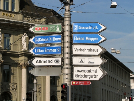 Street Signs - Lucerne, Switzerlandのeditorial素材