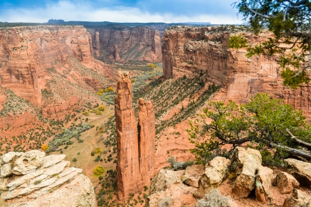 Famed Spider Rock, Canyon de Chelly - Chinle, Arizonaの写真素材