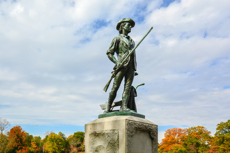 Minute Man Monument by the Old North Bridge - Concord, MAの写真素材
