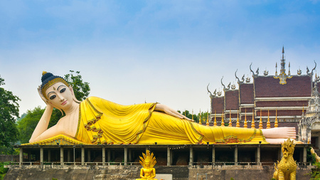 Lying Buddha at Wat Phatatsutonmongkonkiri Phrae Thailandの写真素材