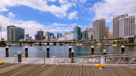 Sydney, Australia - Jan. 27, 2017: Panorama of modern high rises by Darling Harbour, Sydney, NSW, Australia on Jan 27, 2017.のeditorial素材