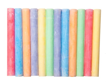 color chalk isolated on white background