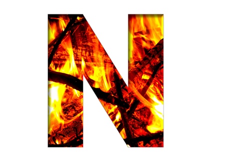 bright flamy letter on the white backgroundの写真素材