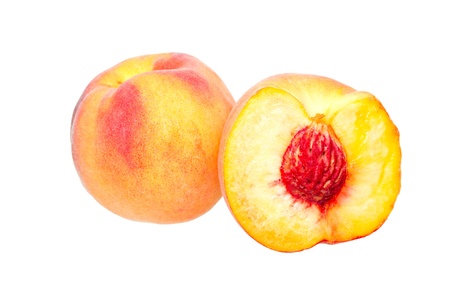Fresh peach - isolated on whiteの写真素材