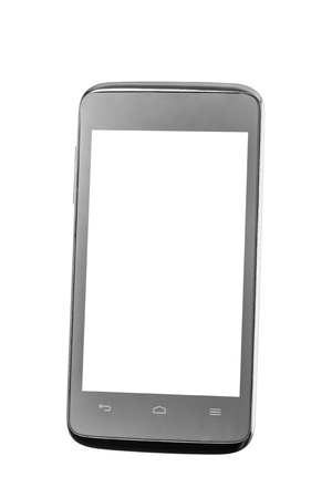 Mobile phone with blank screen isolated on white backgroundの写真素材