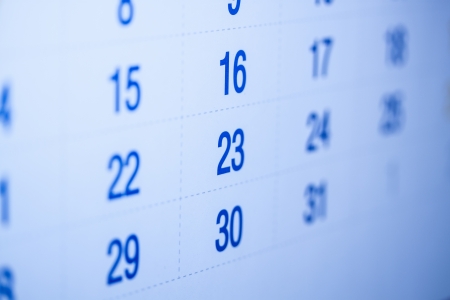 Blue toned calendar pageの写真素材