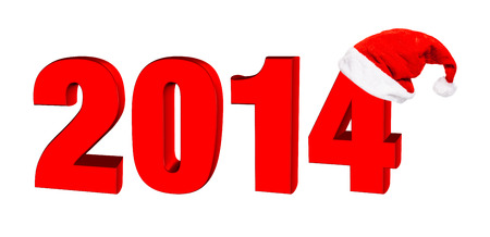 New year 2014, 3D text in a hat of Santa Clausの写真素材