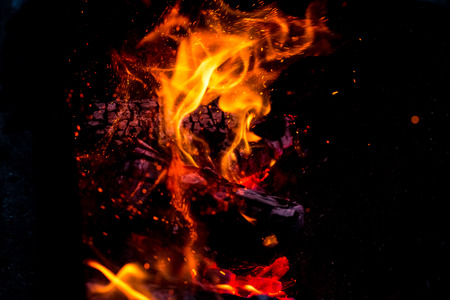 Burning fire flame. Defocused background
