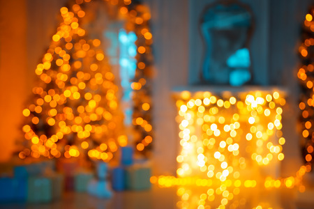 Defocused background Christmas Living room with christmas tree.の写真素材