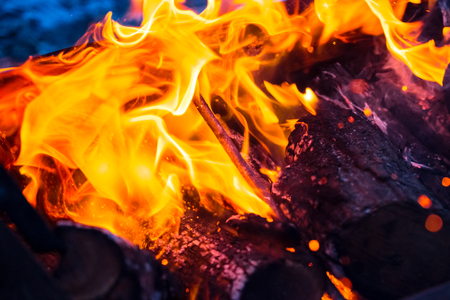 Beautiful burning fire flame background and coalsの写真素材