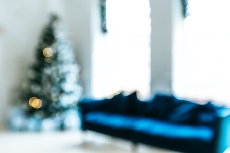 Defocused background Living room with christmas treeの写真素材