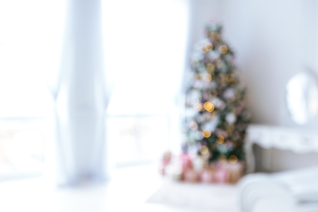 Defocused background Living room with christmas treeの写真素材