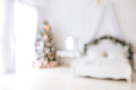 Defocused background Living room with christmas treeの写真素材