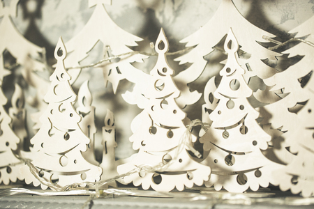Christmas tree. Beautiful New Year decor classic home interior. Winter holidays conceptの写真素材