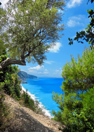 Lefkada, Greece, the view of the Efgremi beachの写真素材