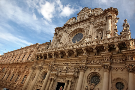 Basilica di Santa Croce, Church of the Holy Cross, frontal view , Lecce, Apulia, Italyの写真素材