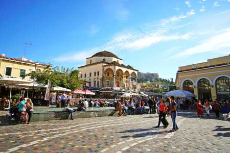 07 OCTOBER 2018, ATHENS, GREECEView of Monastiraki with the Parthenon in the background in Athensのeditorial素材