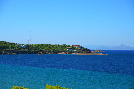 Turquoise sea at Voula one of the seaside city of Athenの写真素材