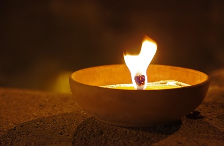 mosquito-scented candle fire with copy spaceの写真素材