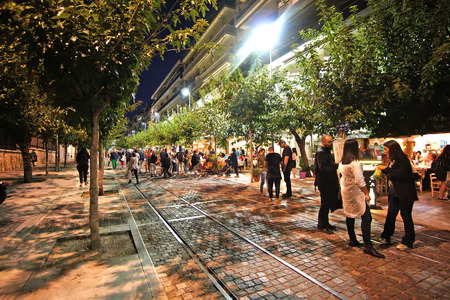 07 OCTOBER 2018 Street near the Parthenon in the evening in Athensのeditorial素材
