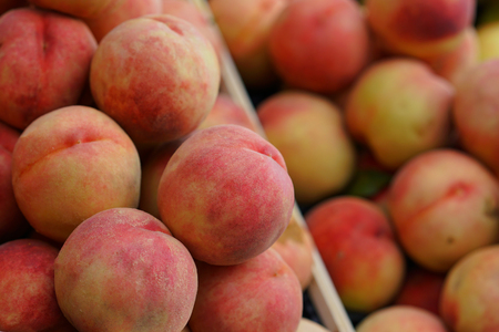 peaches at the market, close-upの写真素材