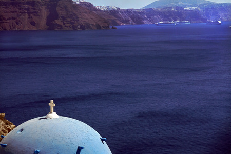 Beautiful view of Oia, in Santorini, Cyclades , Greeceの写真素材